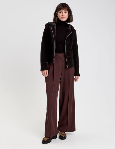 Pull c&ocirc;tel&eacute; col roul&eacute; noir femme