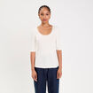 T-shirt thermique manches courtes ecru femme