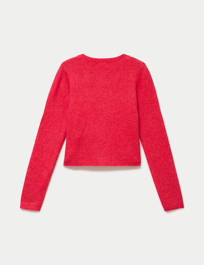 Gilet boutonn&eacute; manches longues rouge femme