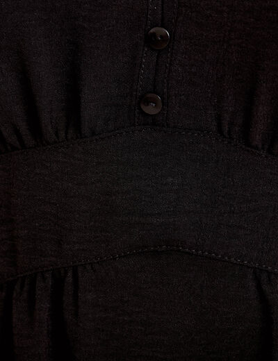 Robe courte &eacute;vas&eacute;e col v manches courtes noir femme