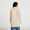 Manteau droit mi-long bouclettes beige femme