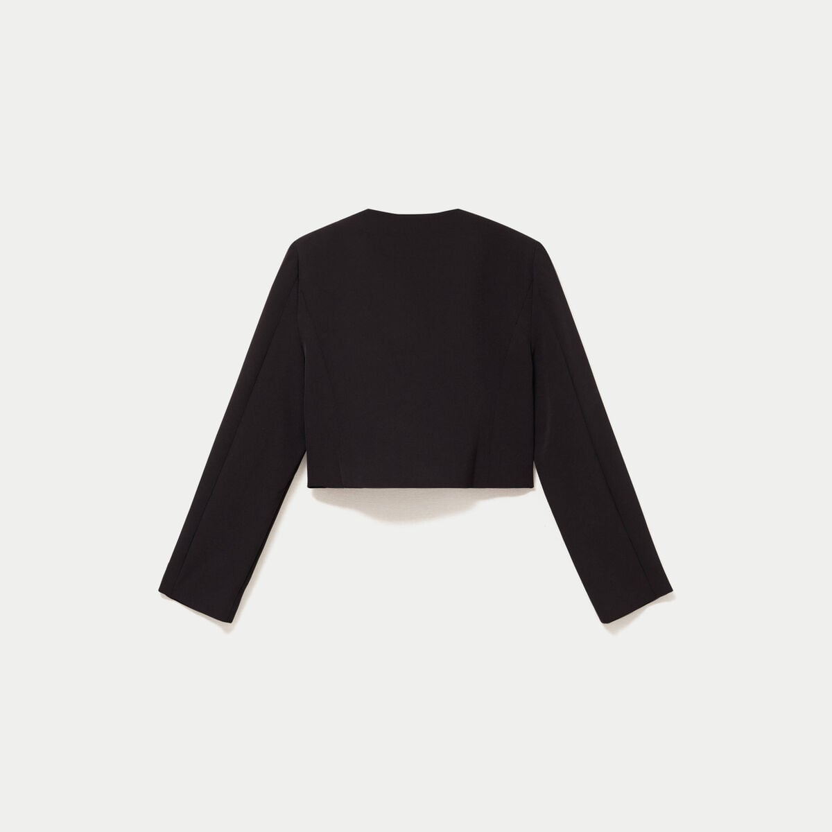 Blazer droit cropped col rond noir femme