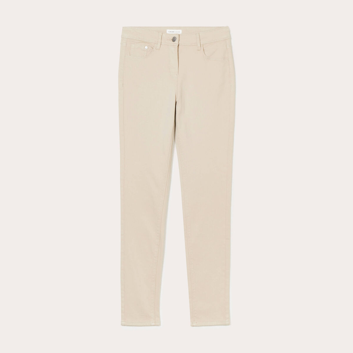 Jeans slim 5 poches taupe femme