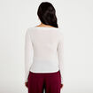 T-shirt col b&eacute;nitier manches longues ecru femme