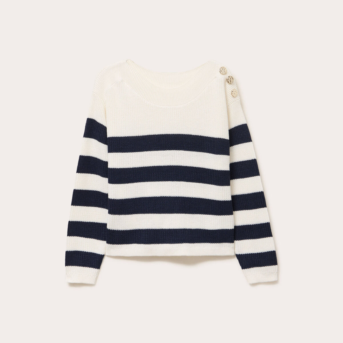 Pull col bateau ecru femme