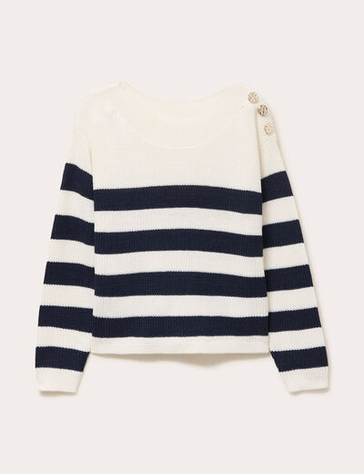 Pull col bateau ecru femme