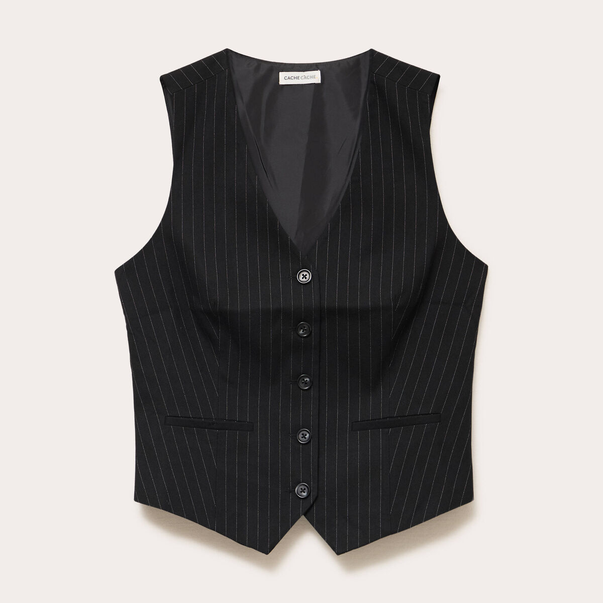Gilet col V noir femme