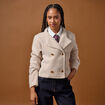 Veste droite cropped effet polaire ivoire femme