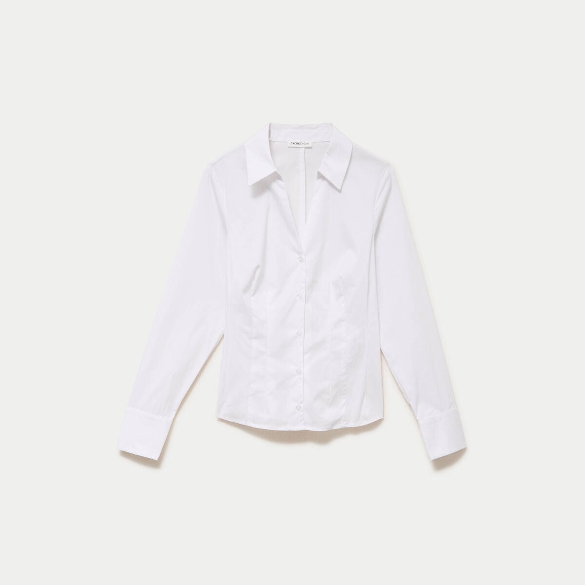 Chemise cintr&eacute;e manches longues ecru femme
