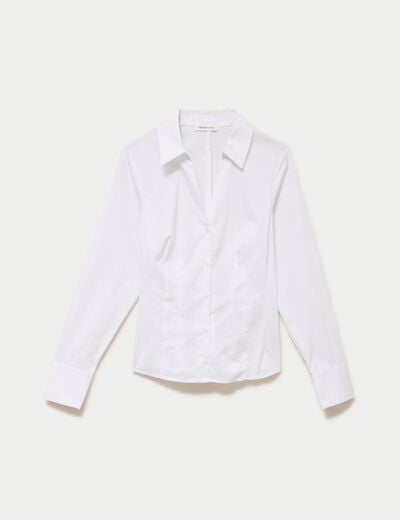 Chemise cintr&eacute;e manches longues ecru femme