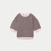Pull ample duveteux manches courtes rose clair femme