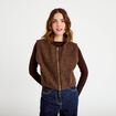 Veste sans manches effet polaire marron fonc&eacute; femme