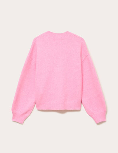 Pull col v manches longues rose femme