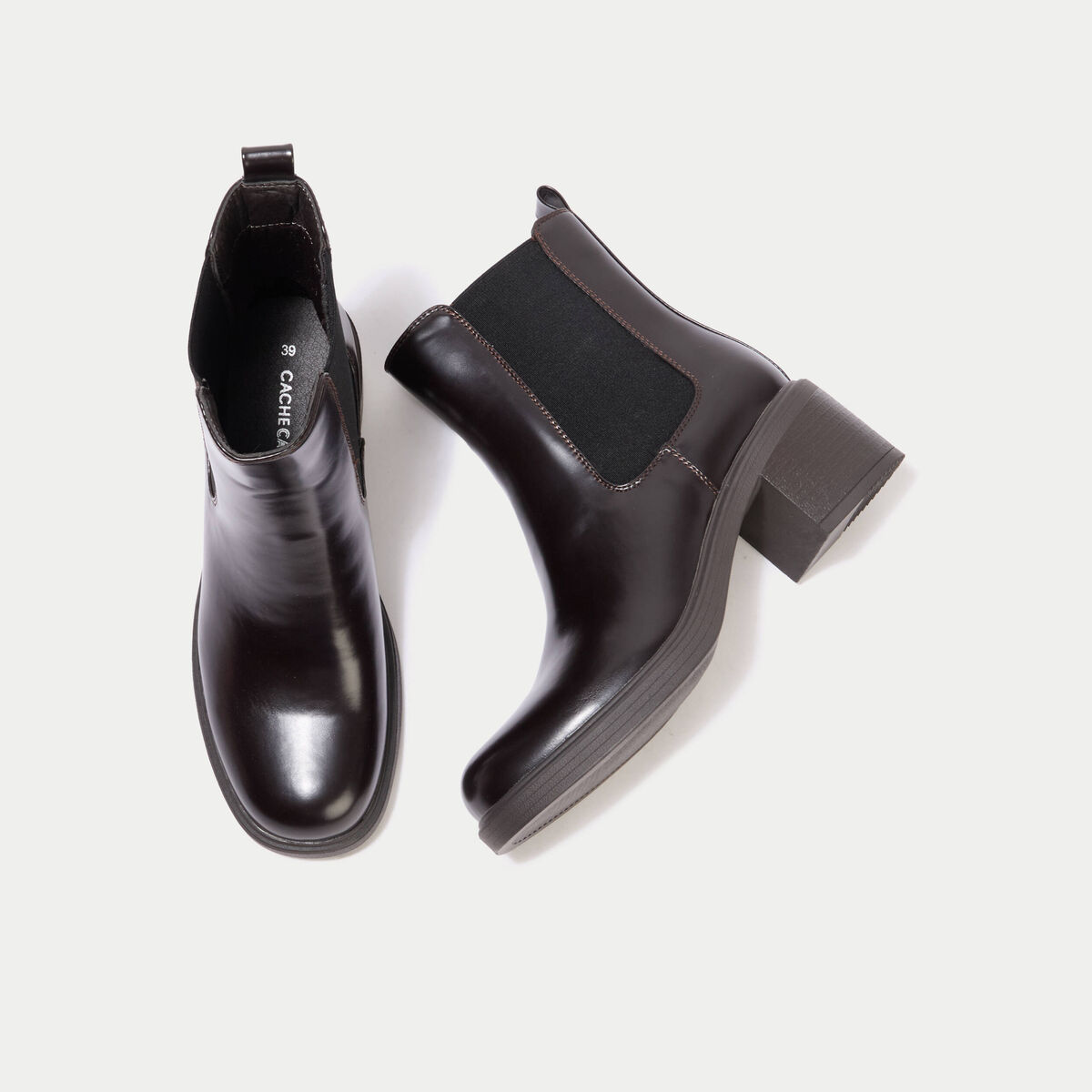 Bottines &agrave; talon marron femme