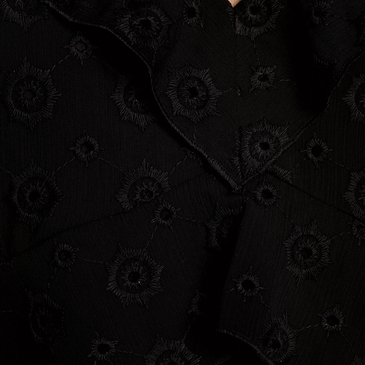 Blouse droite courte manches longues noir femme