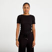 T-shirt col rond manches courtes bijou noir femme