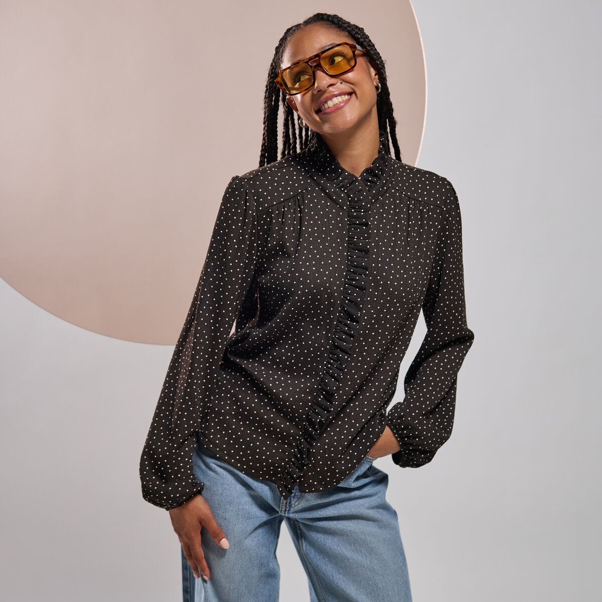 Blouse manches longues marron femme