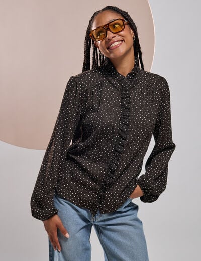 Blouse manches longues marron femme