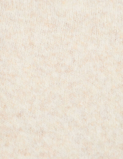 Polo manches longues col chemise beige femme