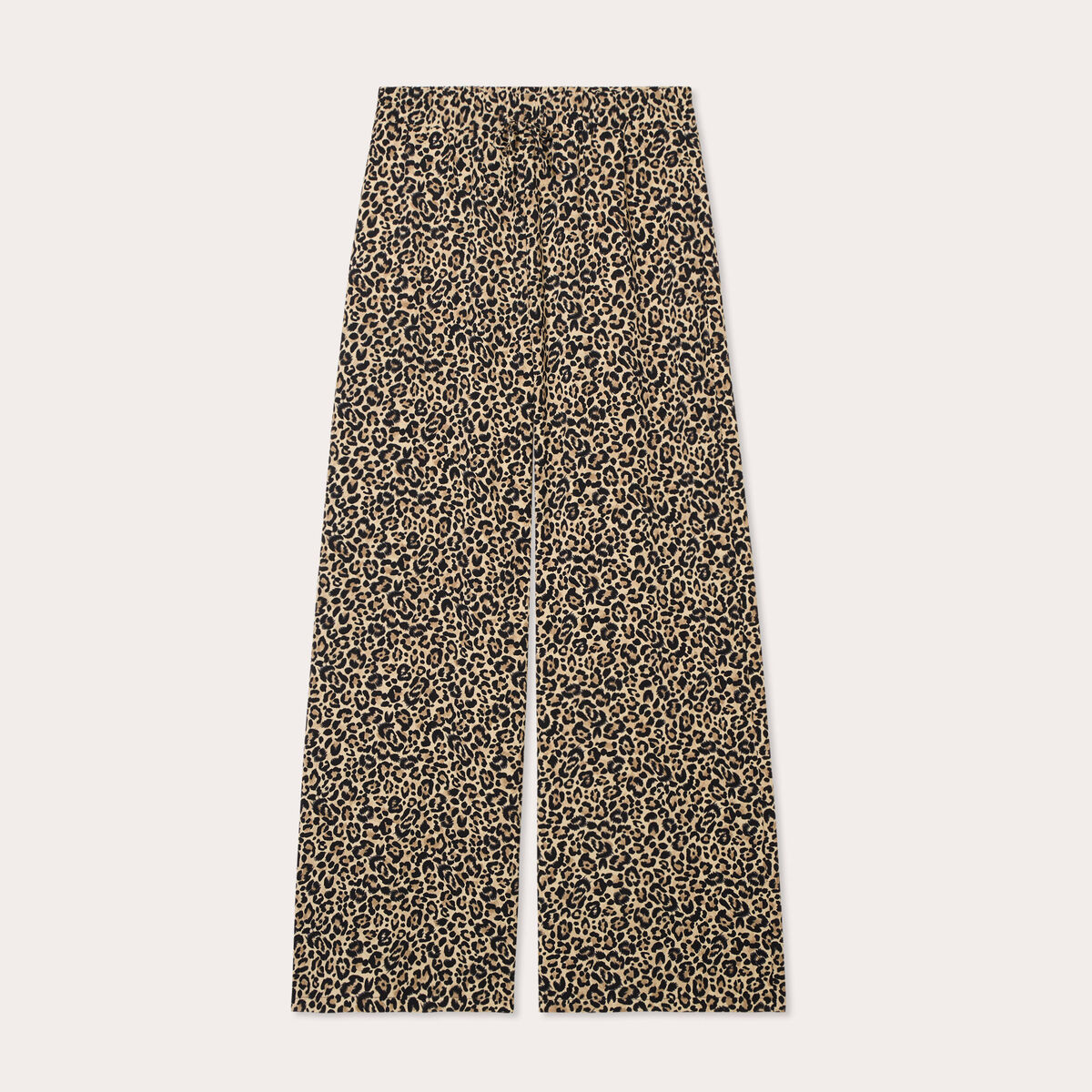 Pantalon large fluide beige femme