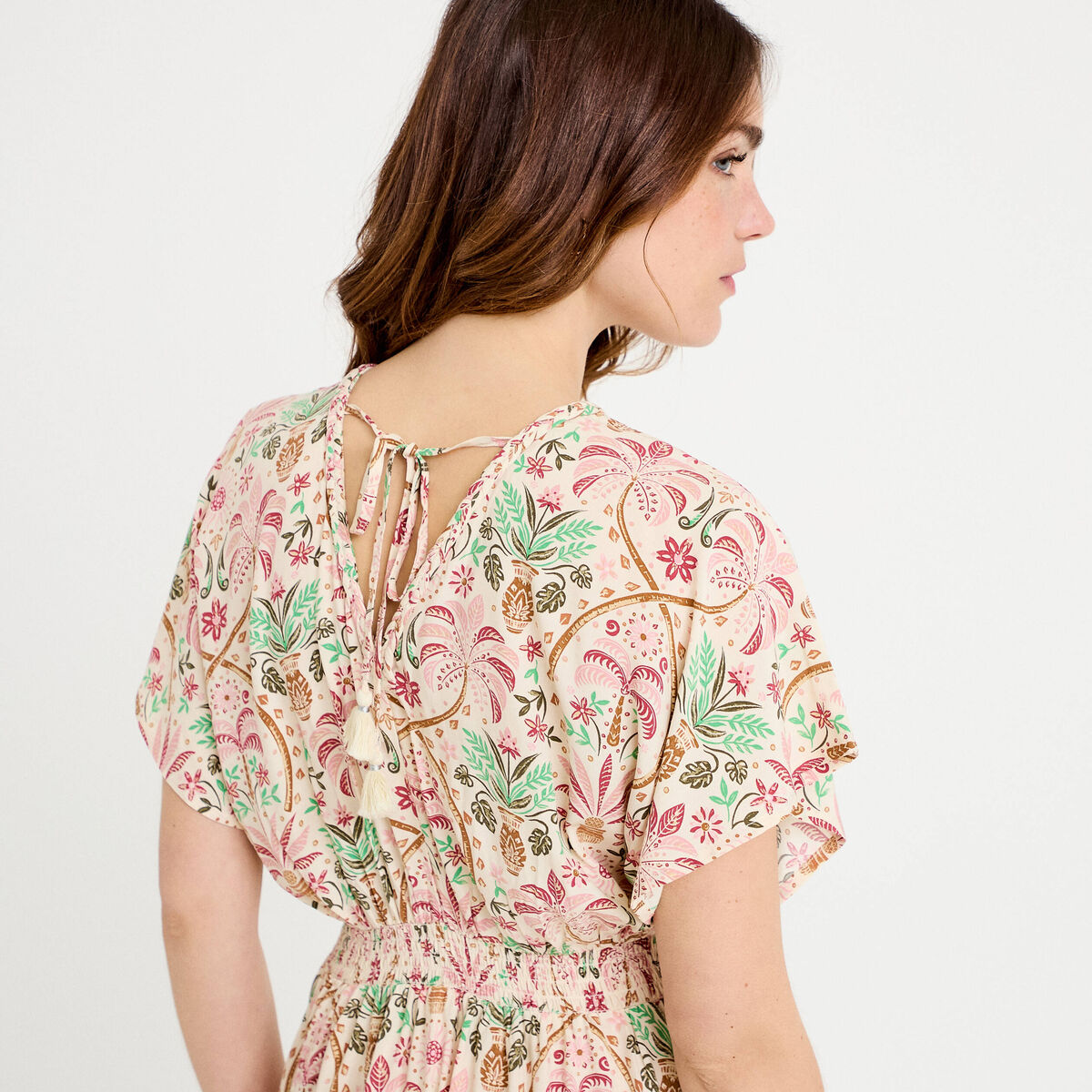 Robe longues manches courtes blanc femme