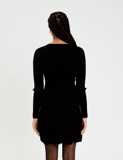 Robe tricot patineuse c&ocirc;tel&eacute;e noir femme