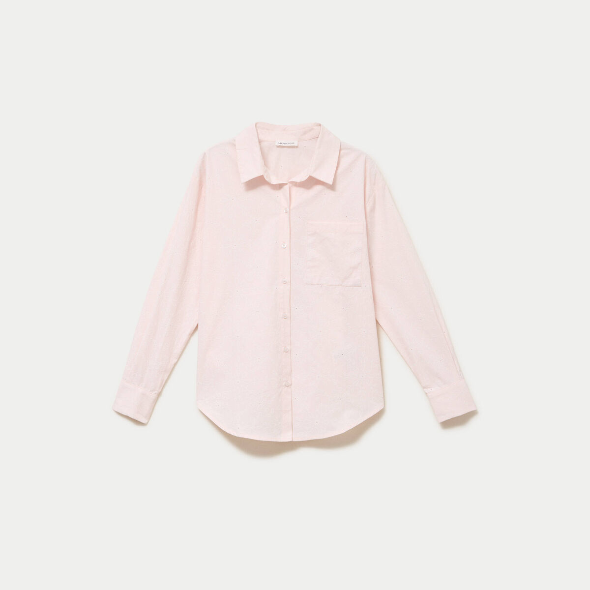 Chemise col classique manches longues rose clair femme