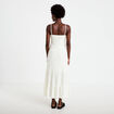 Robe longue &eacute;vas&eacute;e col v bretelles ecru femme