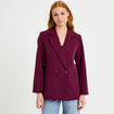 Blazer oversize brillant manches longues prune femme