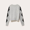 Gilet broderie col rond manches longues gris clair femme