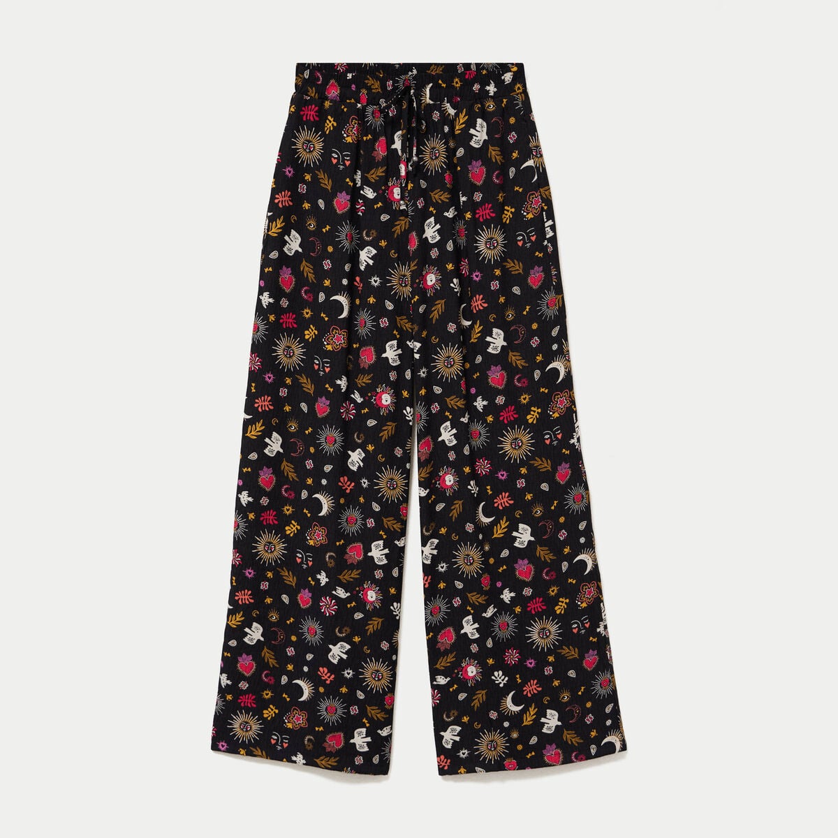 Pantalon large taille standard noir femme