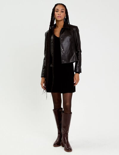 Robe tricot patineuse c&ocirc;tel&eacute;e noir femme