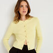 Gilet ajust&eacute; cropped col rond jaune clair femme