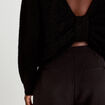 Pull col rond manches longues noir femme