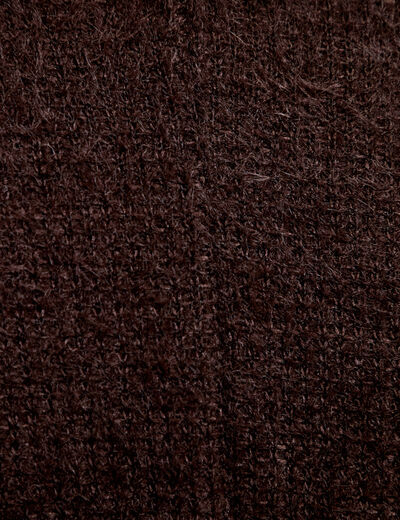 Pull 2-en-1 manches longues col rond marron fonc&eacute; femme