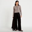 Pantalon large taille haute noir femme
