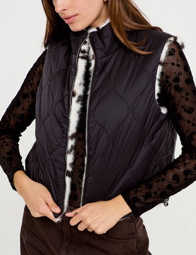 Veste sans manches col montant noir femme