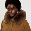 Parka col fausse fourrure amovible marron fonc&eacute; femme