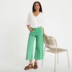 Pantalon bootcut 3/4 taille haute vert femme
