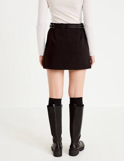 Jupe-short droite avec ceinture amovible noir femme