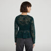 Blouse p&eacute;plum dentelle vert fonc&eacute; femme