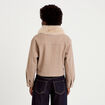 Veste droite cropped col tailleur taupe femme