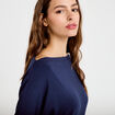 T-shirt col bateau manches longues bleu marine femme