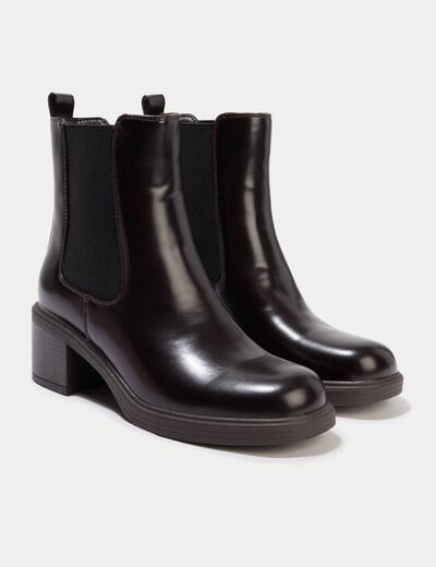 Bottines &agrave; talon marron femme