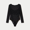 Body ajust&eacute; manches longues col bateau noir femme