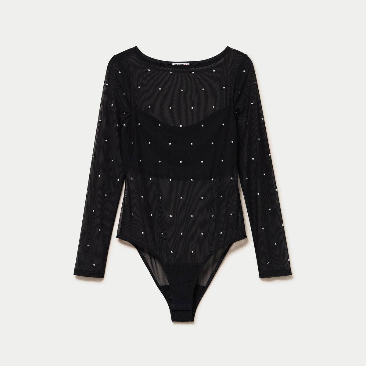 Body ajust&eacute; manches longues col bateau noir femme