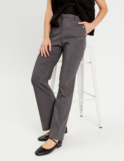 Pantalon flare pont gris fonc&eacute; femme