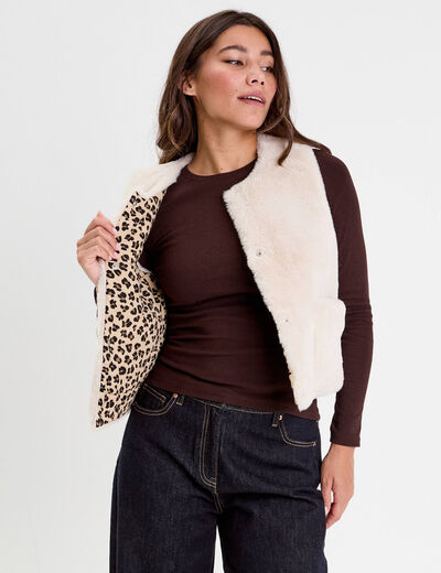 Gilet r&eacute;versible sans manches ivoire femme