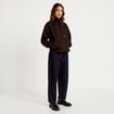 Veste chin&eacute;e col montant manches longues marron fonc&eacute; femme