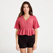 Blouse manches courtes rose framboise femme